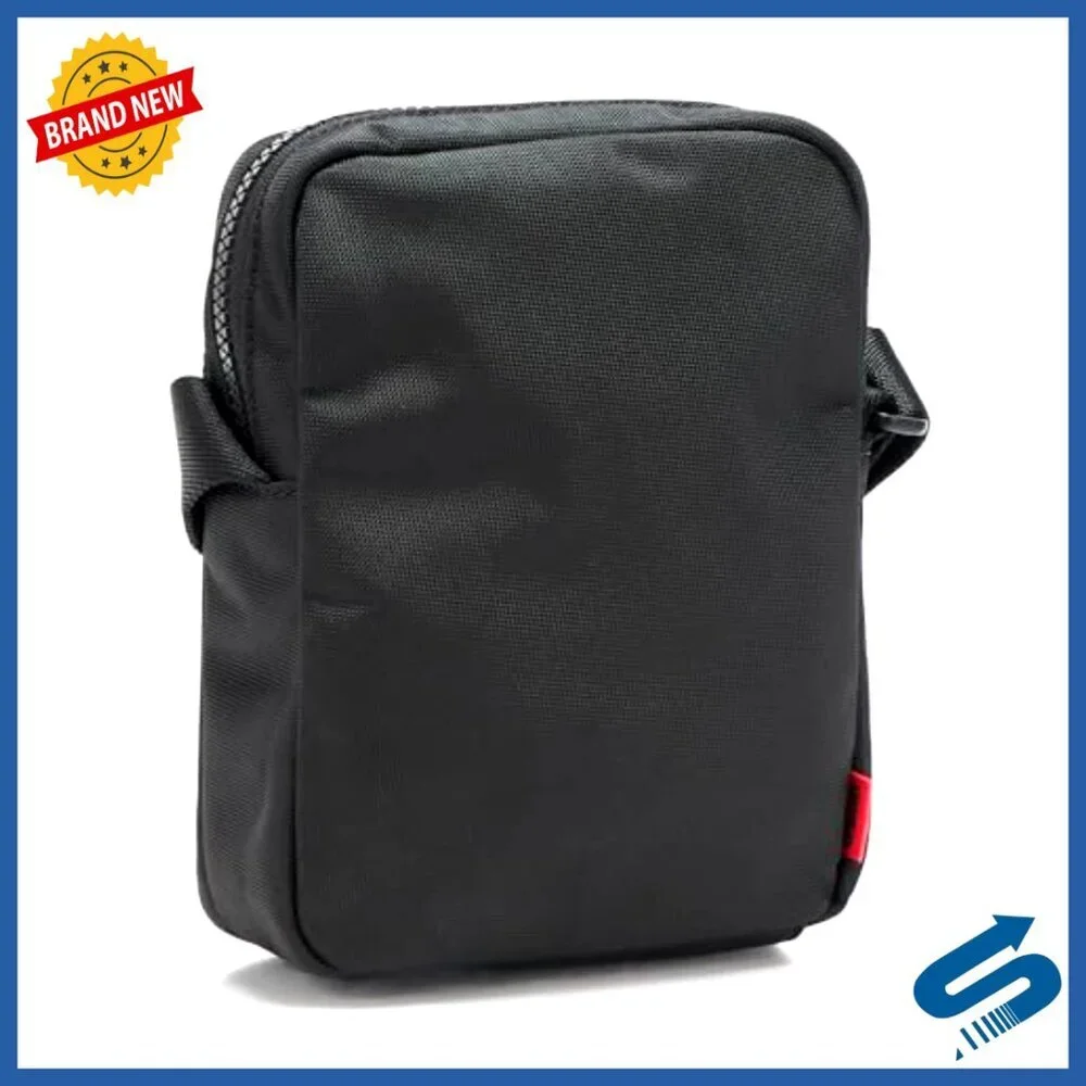 Small Black Crossbody Bag with Front Pocket, Adjustable Strap, Zipper Closure